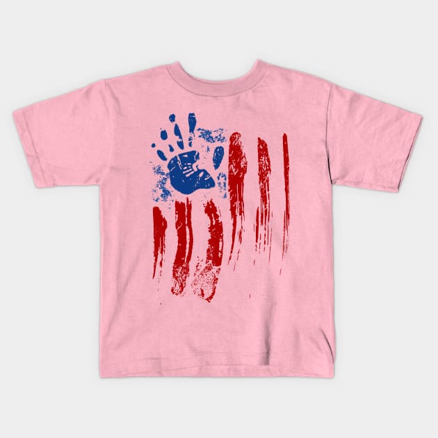 American Flag Hand Print Kids T-Shirt by Xeire